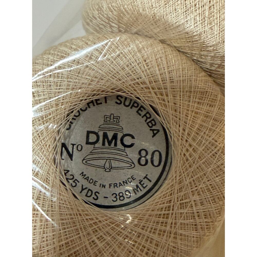 Lot of 6 Vintage DMC Cordonnet Special Superba No 80 Crochet Thread Ecru France - Picture 4 of 6